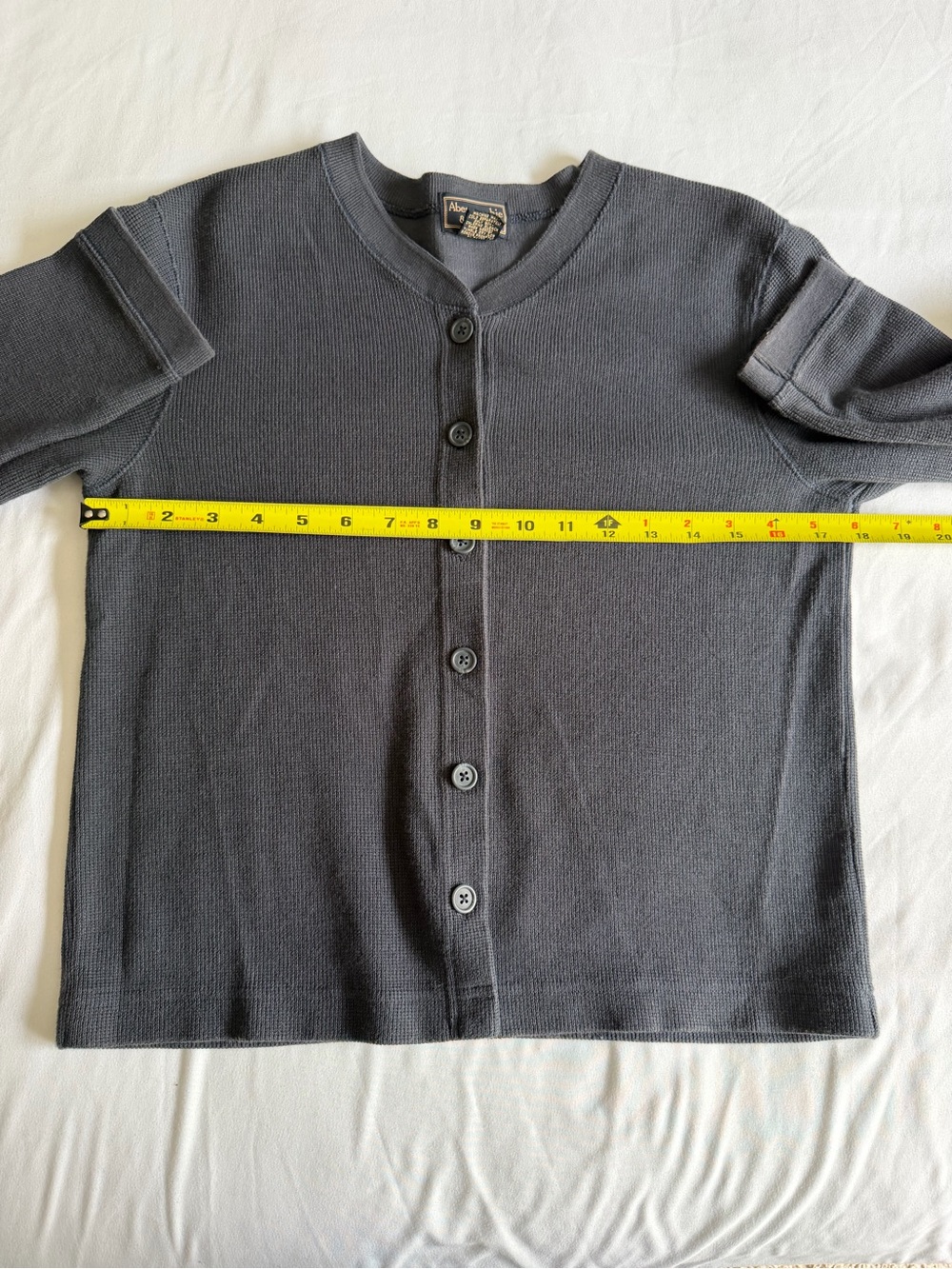 Vintage 90s Abercrombie & Fitch 100% Cotton Navy Blue Waffle Texture Cardigan - Picture 13 of 13